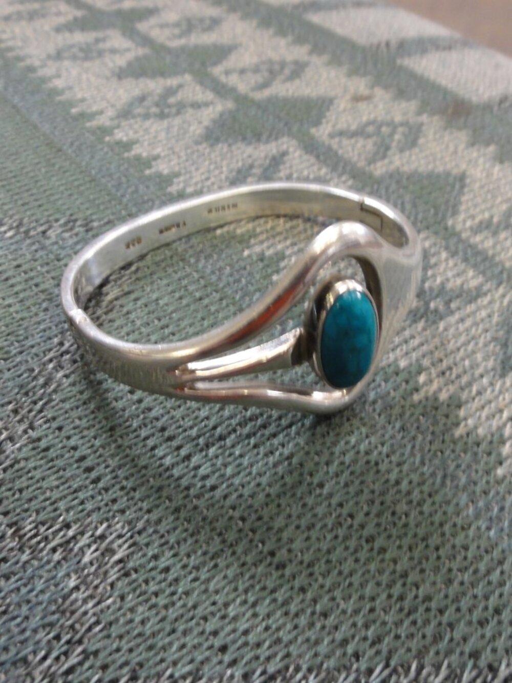 Vintage Taxco Sterling Oval Cut Turquoise Cuff Bracelet EXCELLENT CONDITION! - Picture 11 of 12